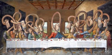 大衆的なファンタジー Painting - 最後の晩餐鹿ファンタジー